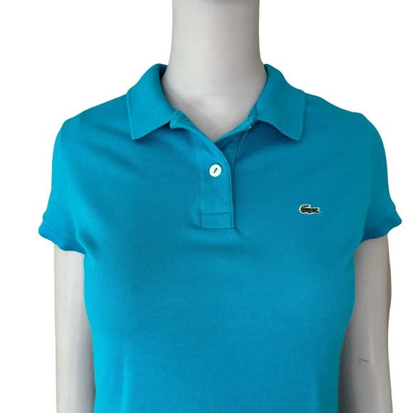LACOSTE Pique Polo Shirt Stretch Cotton Turquoise Teal Blue Style# F811 Size 36 - Picture 5 of 16